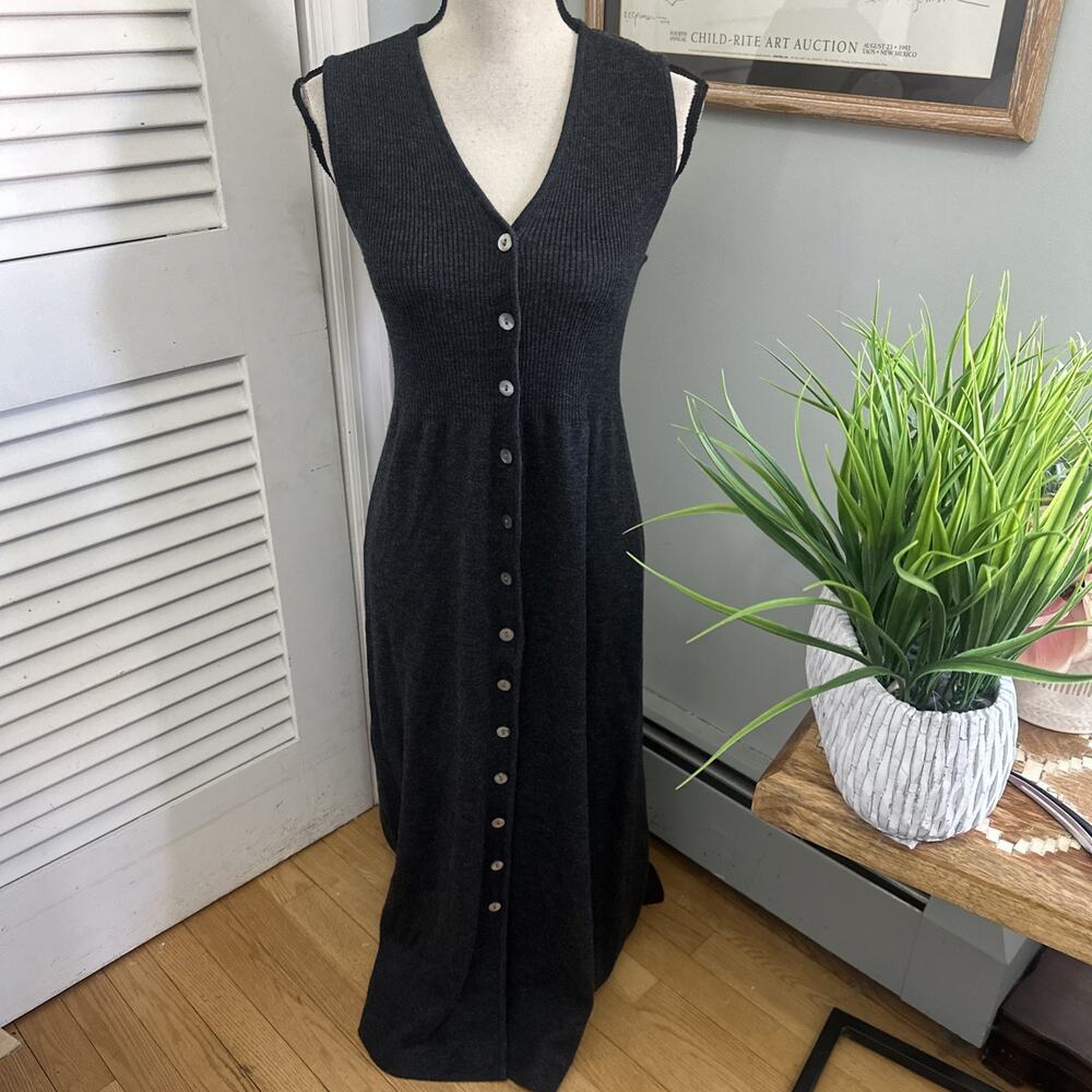 Vintage Preview Collection Dress Medium Charcoal Gray Merino Wool Minimalist